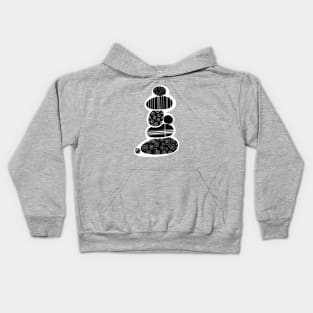 Sea stones or abstract ornament? Black and white graphics Kids Hoodie